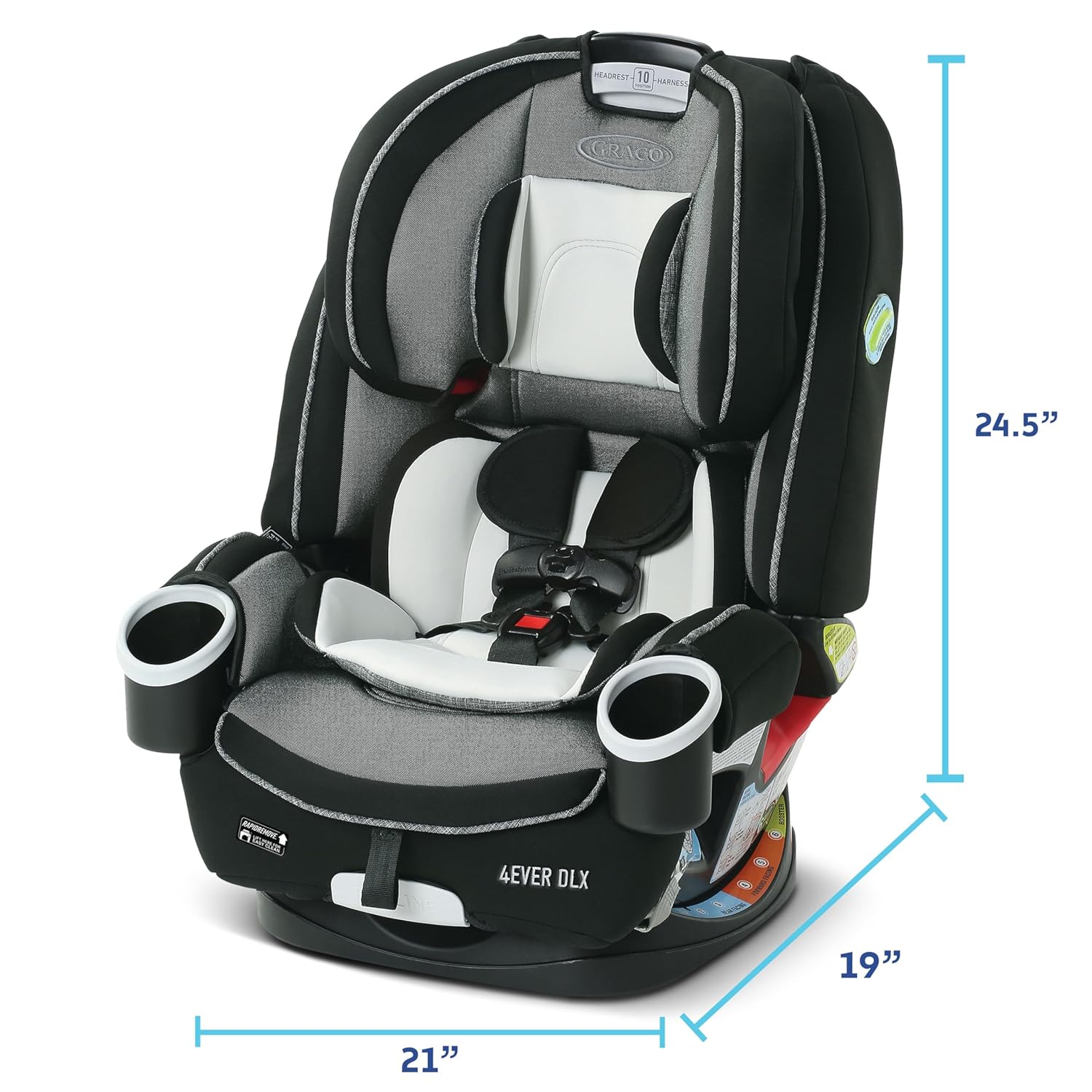 4Ever Dlx 4-In-1 Car Seat – Grey, Infant to Toddler