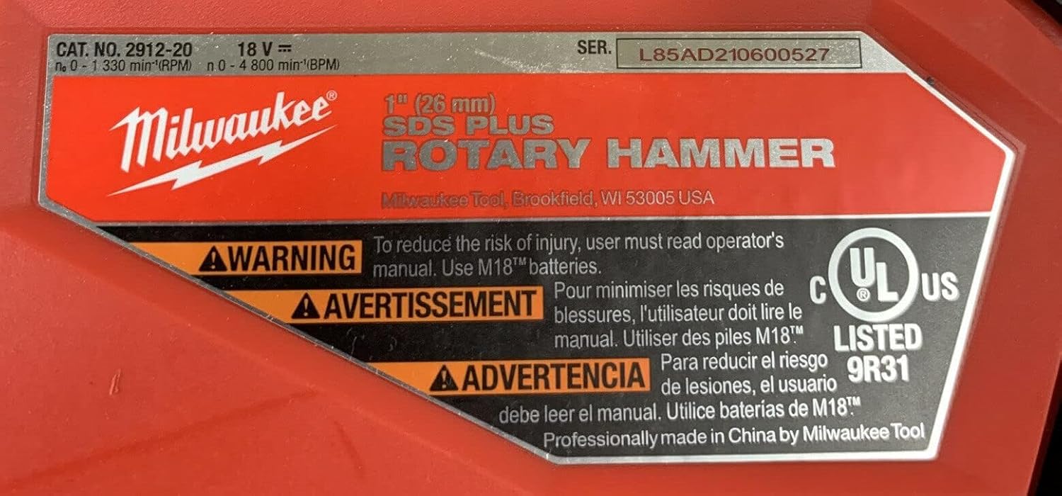 M18 Fuel 18V 1′′ SDS Plus Brushless Rotary Hammer