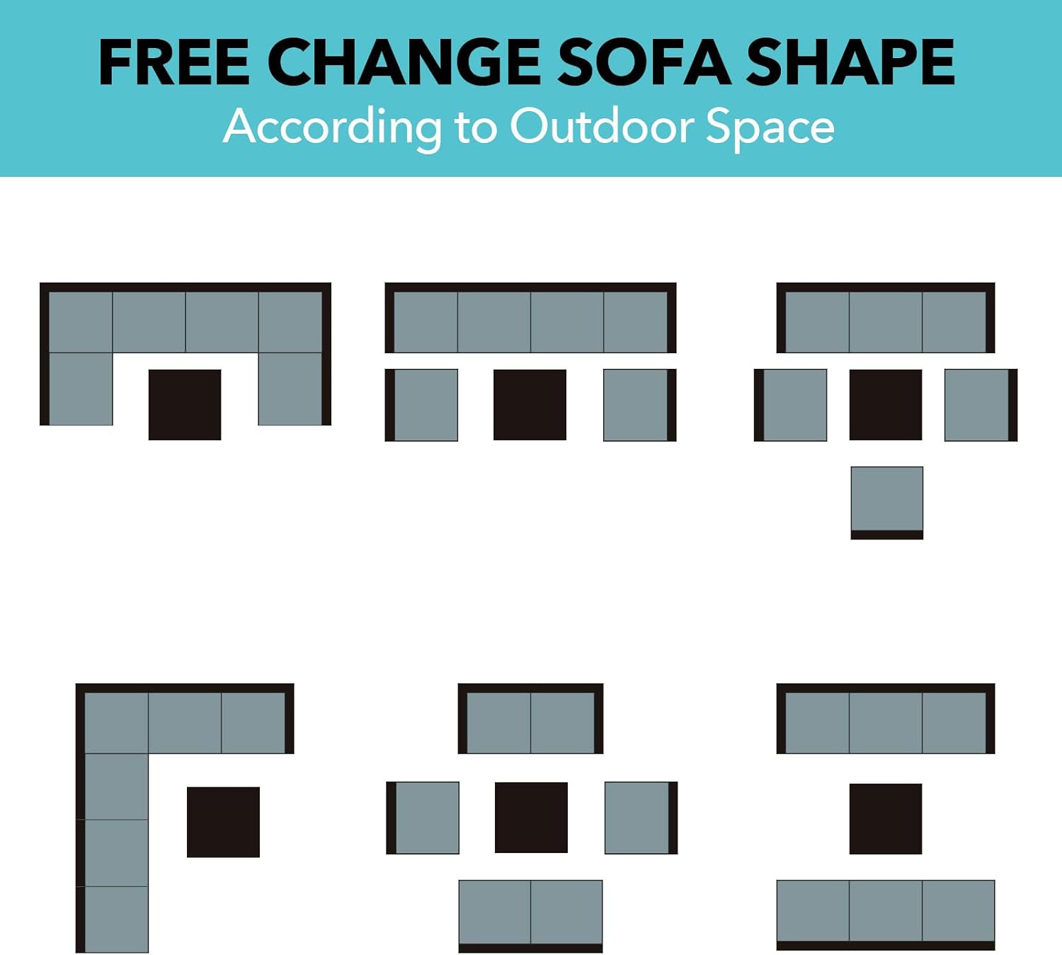 7 Pieces Rattan Patio Furniture Set with Tea Table