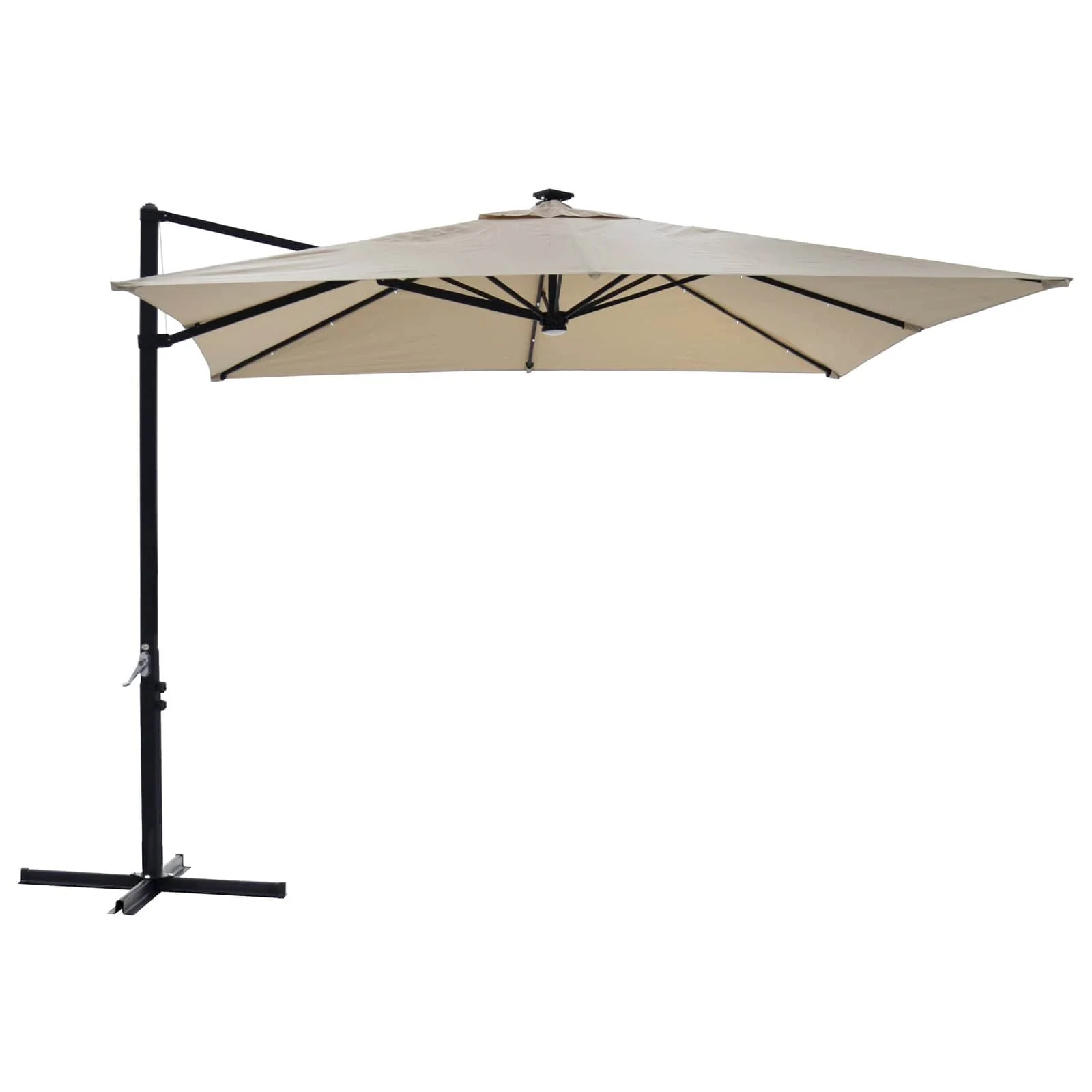 2026 Azuma 3m Square Parasol Solar LED Lights Offset Garden Canopy