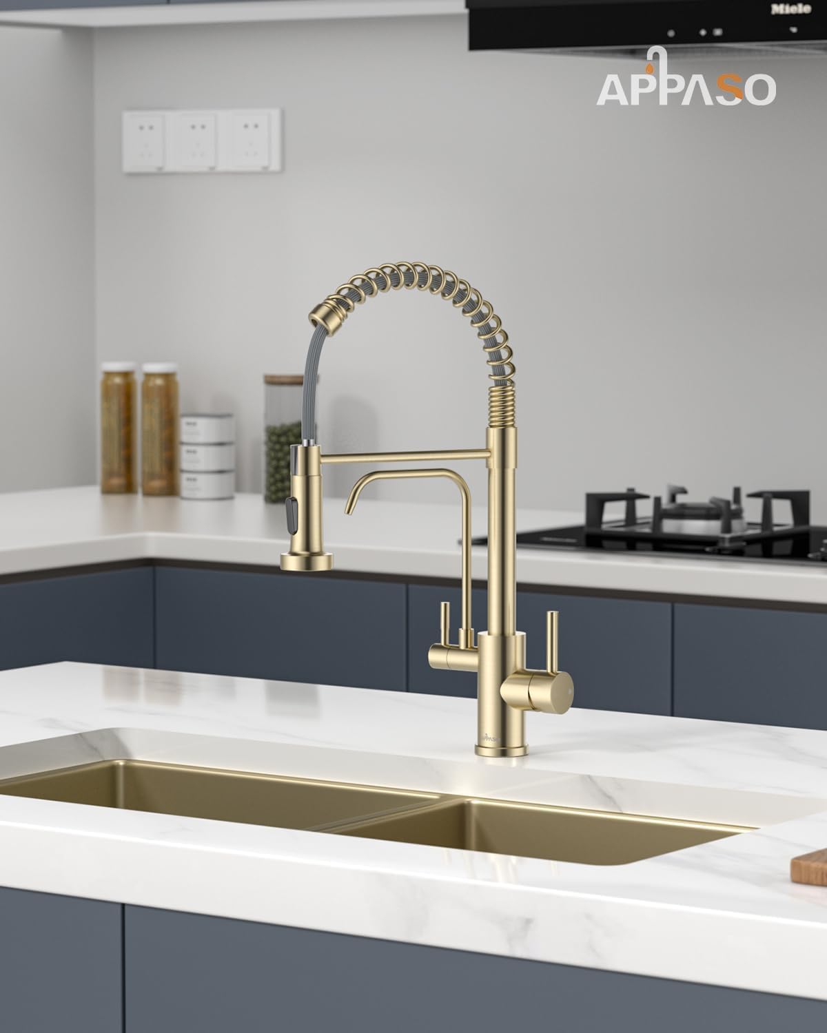 Black Touchless Kitchen Faucet with Soap Dispenser, Motion Sensor Activated Hands-Free Automatic Faucet for Sink with Pull Down Sprayer, Single Handle Smart Faucets for Kitchen Sink