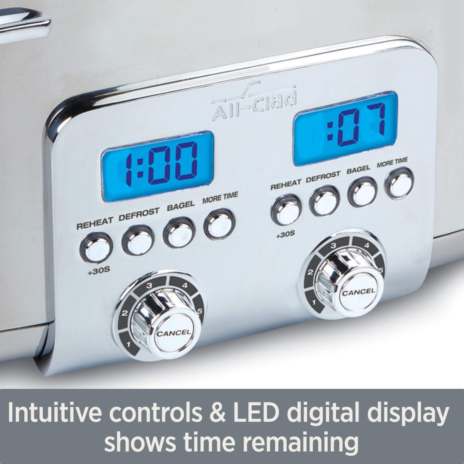 All-Clad 10942223917 Stainless Steel Digital Toaster with Extra Wide Slot, 4-Slice, Silver – 2-Slice