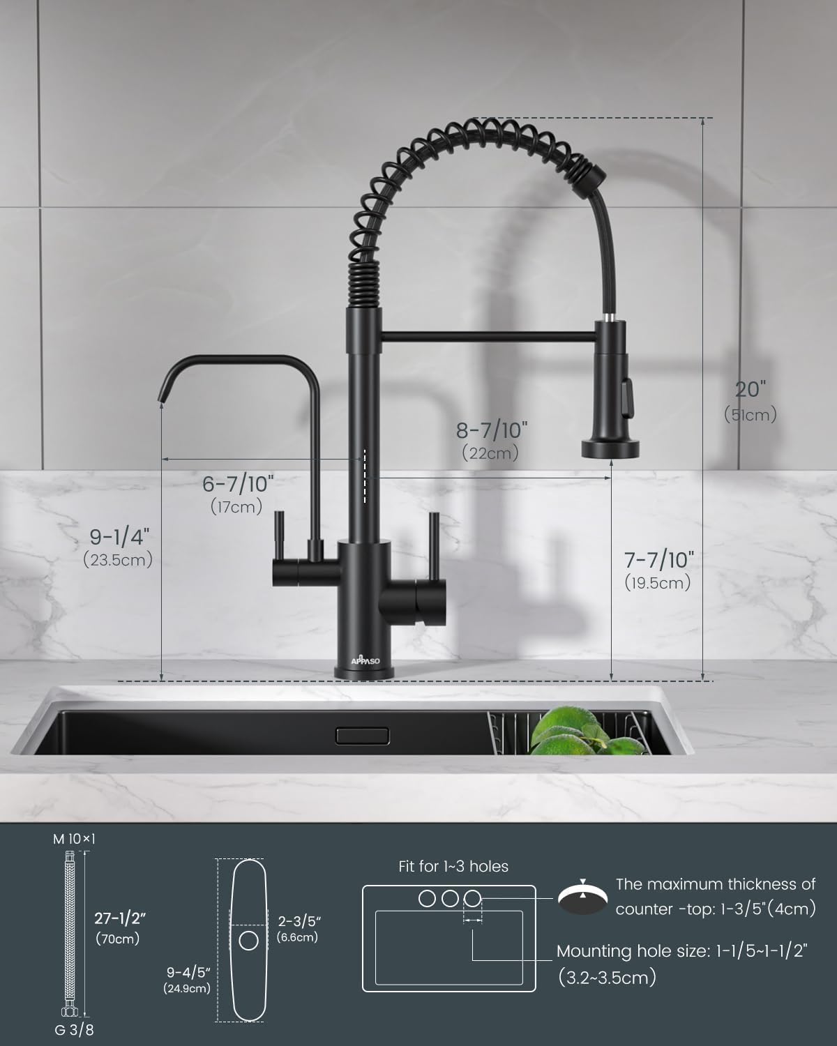 Black Touchless Kitchen Faucet with Soap Dispenser, Motion Sensor Activated Hands-Free Automatic Faucet for Sink with Pull Down Sprayer, Single Handle Smart Faucets for Kitchen Sink