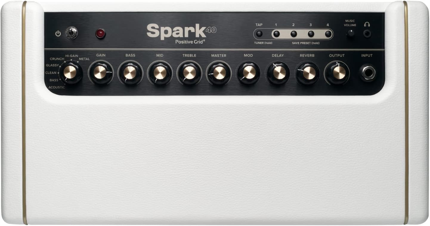 40-Watt Combo Practice Guitar Amplifier Electric Bass and Acoustic Guitar Amp with Spark Mobile App – Pearl