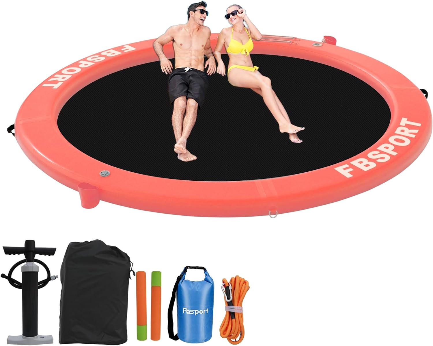 Inflatable Dock Floating Platform, 8ft Inflatable Water Hammock Floating Deck for Lake W/Cupholder, Round Floating Ring Float Ring, Pool Float Raft Lounger Island Platform Pad – Coral Pink