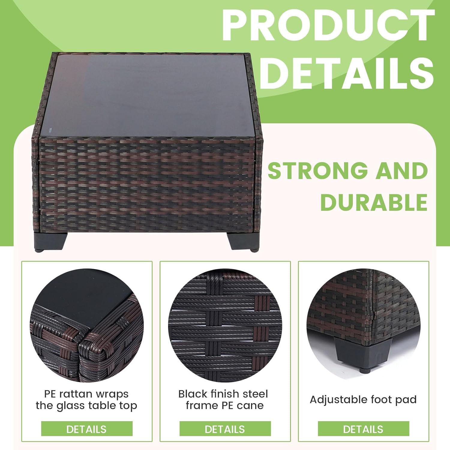 7 Pieces Rattan Patio Furniture Set with Tea Table