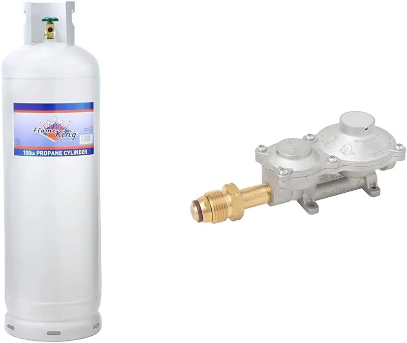 Steel Propane Tank Cylinder with POL Valve and Collar, Great for Mixed Heating Systems, Home fireplaces, Dryers and Grills-Flame King