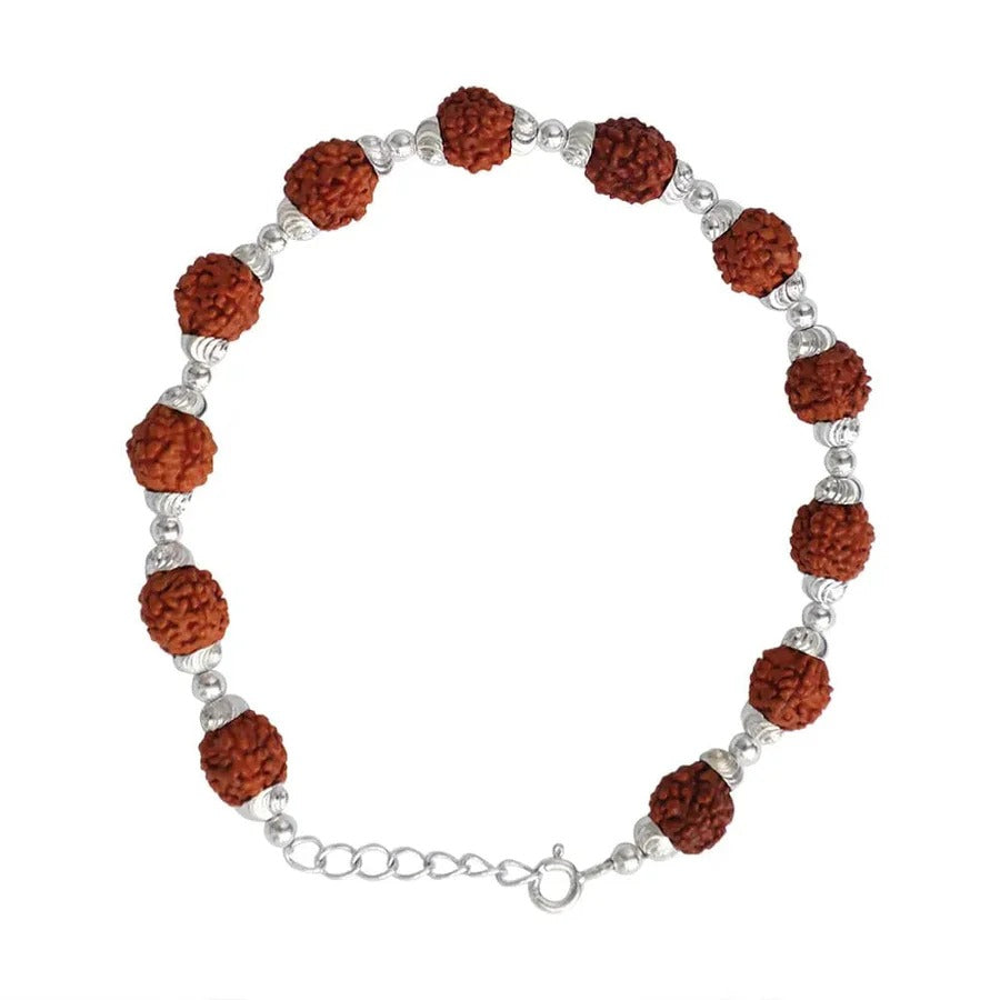 Men’s Silver 92.5 Bracelet With Rudraksha Beads