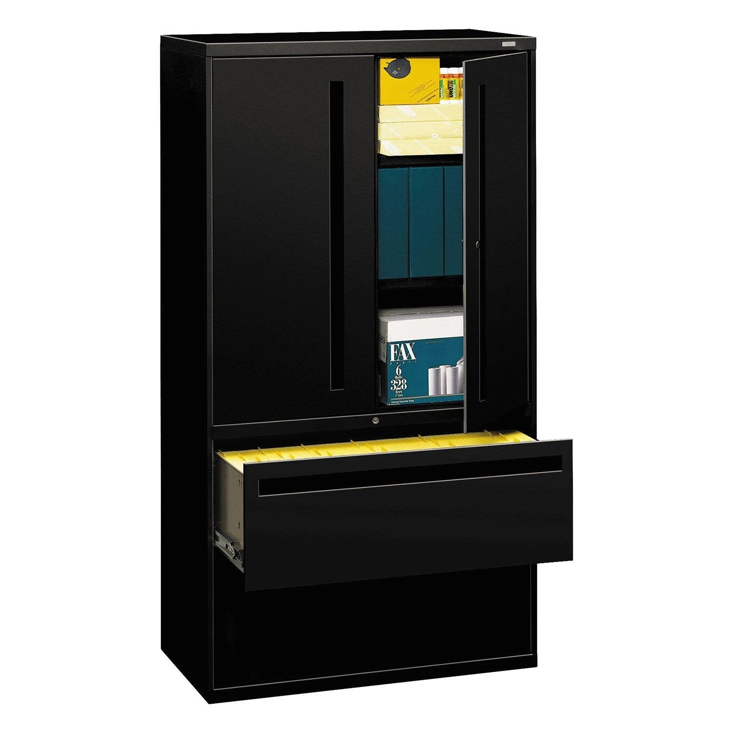 700 Series Lateral File with Storage Cabinet, 36w x 18d x 64.25h, Assorted Colors