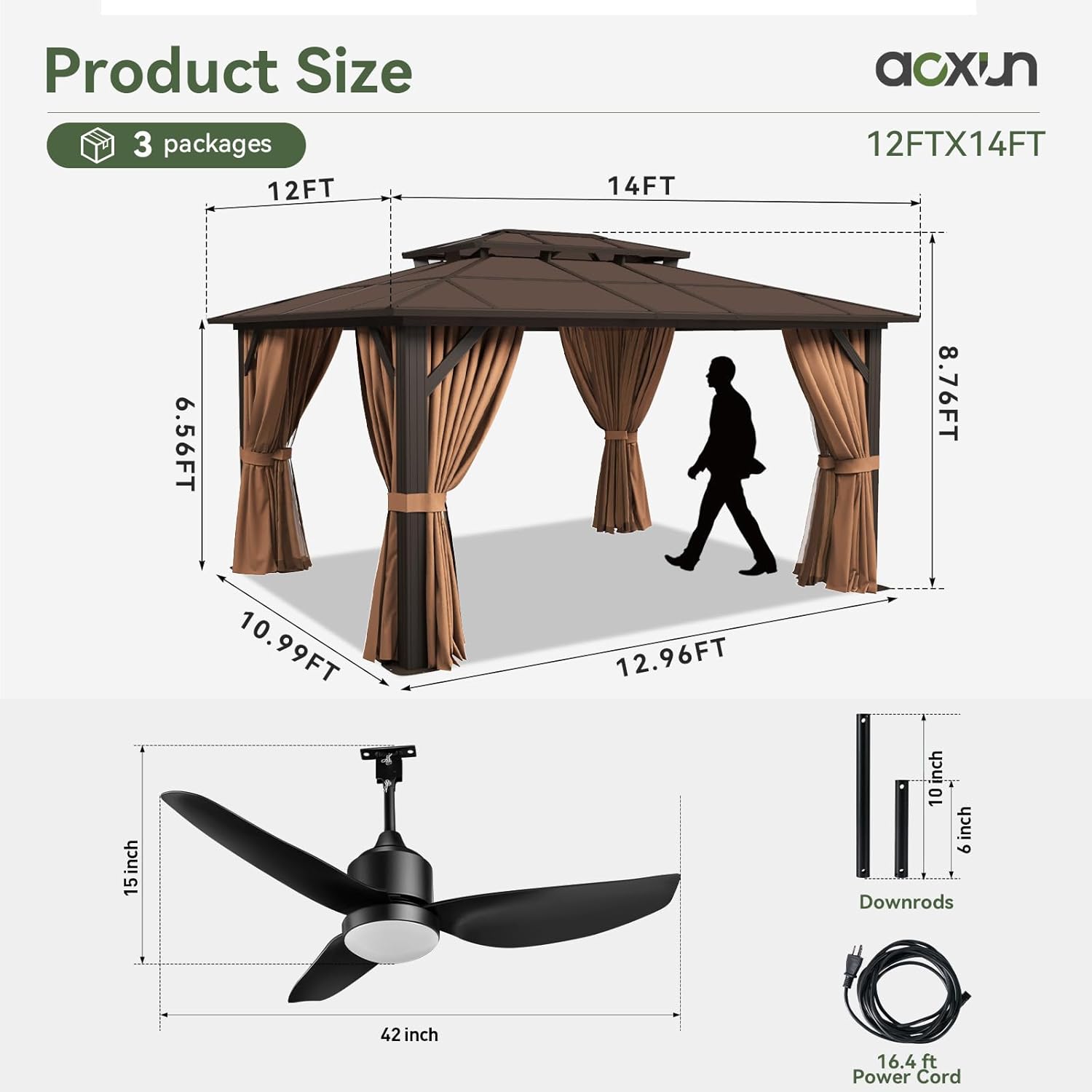 12’X10′ Hardtop Gazebo with Curtains and Netting