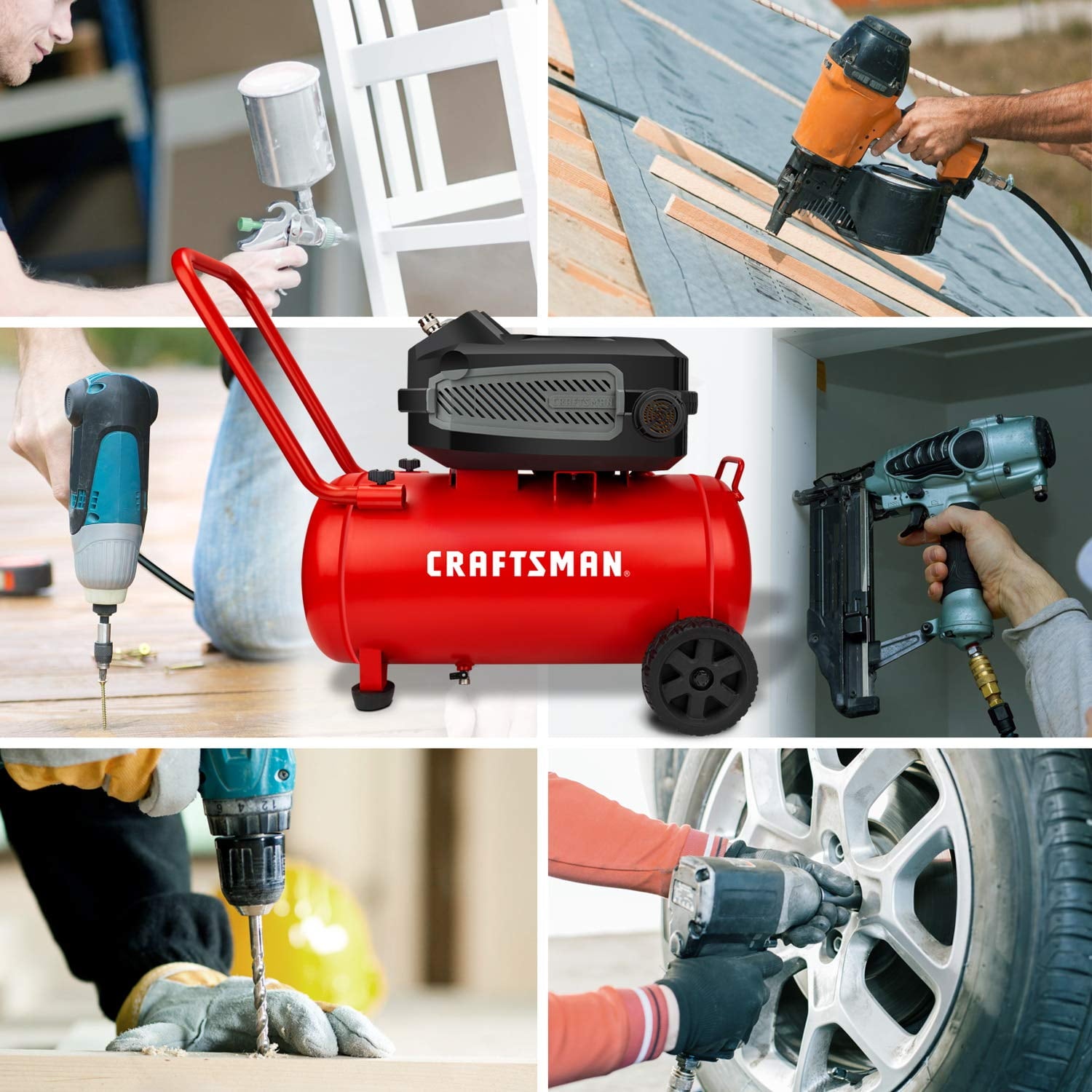 2026 CRAFTSMAN HARD Air Compressor, 10 Gallon 1.8 HP 175 PSI, 4.0CFM@90PSI, Oil Free and Maintenance Free, Portable with Large Wheels, CMXECXA0201041