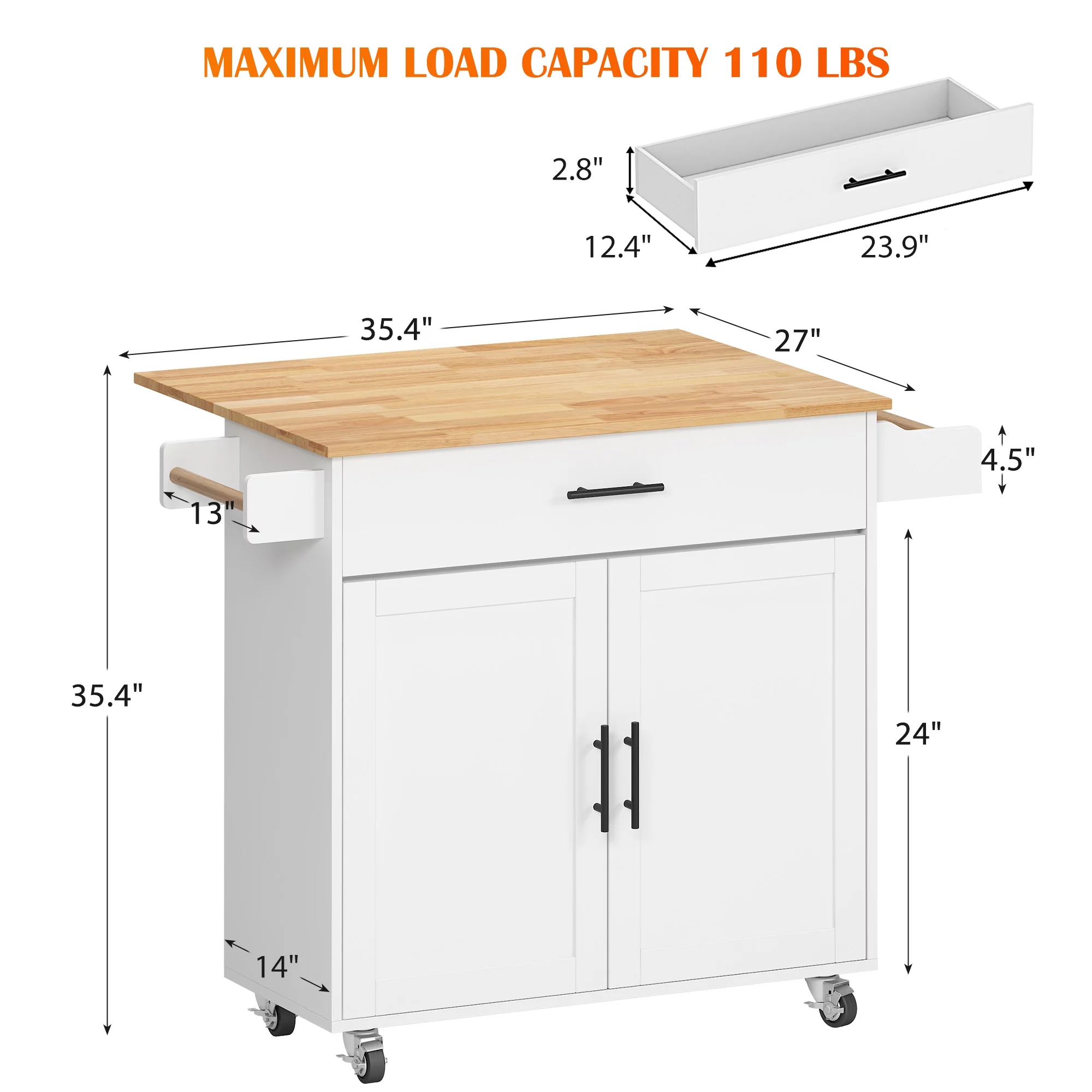 2026 SogesHome Kitchen Island with Hidden Cabinets, Sliding Drawers,and Adjustable Shelves
