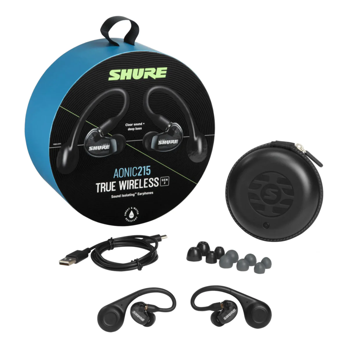 2026 Shure AONIC 215 Gen 2 True Wireless Sound Isolating In-Ear Headphones (Black)