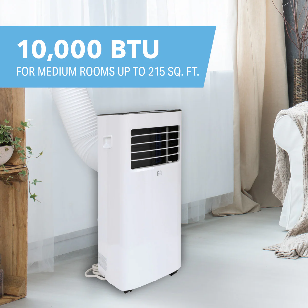 2026 10,000 BTU/7,000 SACC Compact Portable Air Conditioner with Full-Function Remote Control