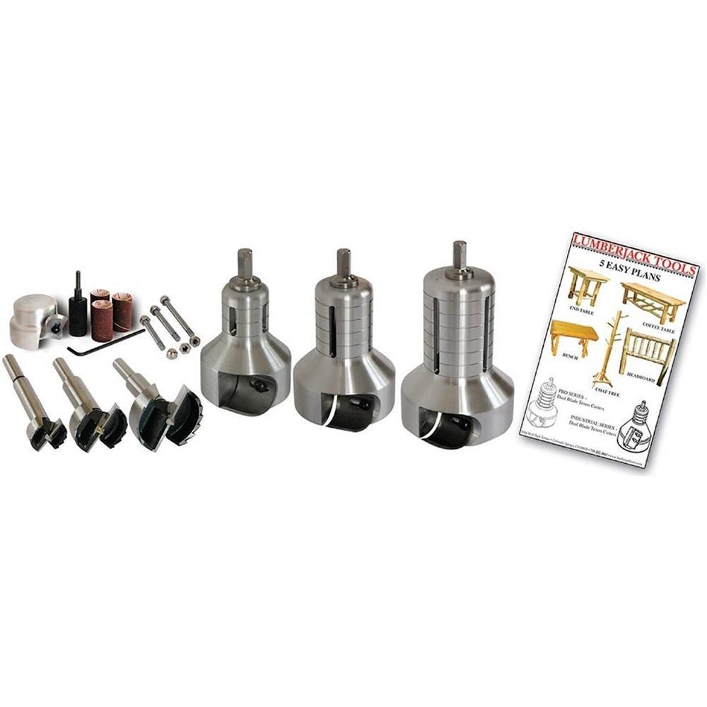 2026 Lumberjack Tools PSK3 3-Size Pro Series Master Kit (1′′, 1-1/2′′, 2′′ Tenon Cutters and Forstner Bits)