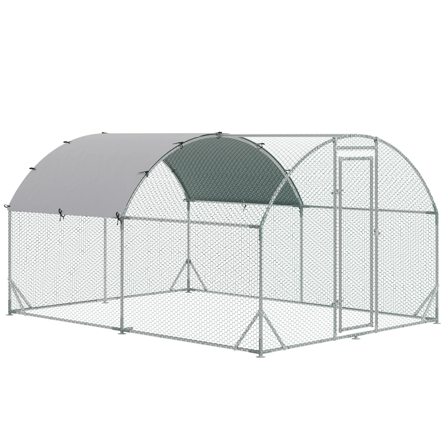 2026 GFVCNIO PawHut Large Coop Metal Run with Waterproof and Anti-UV Cover Dome Shaped Walk-in Fence Cage Hen House for Outdoor and Yard Farm Use 1” Tube Diameter 9.2‘ x 12.5‘ x 6.5‘