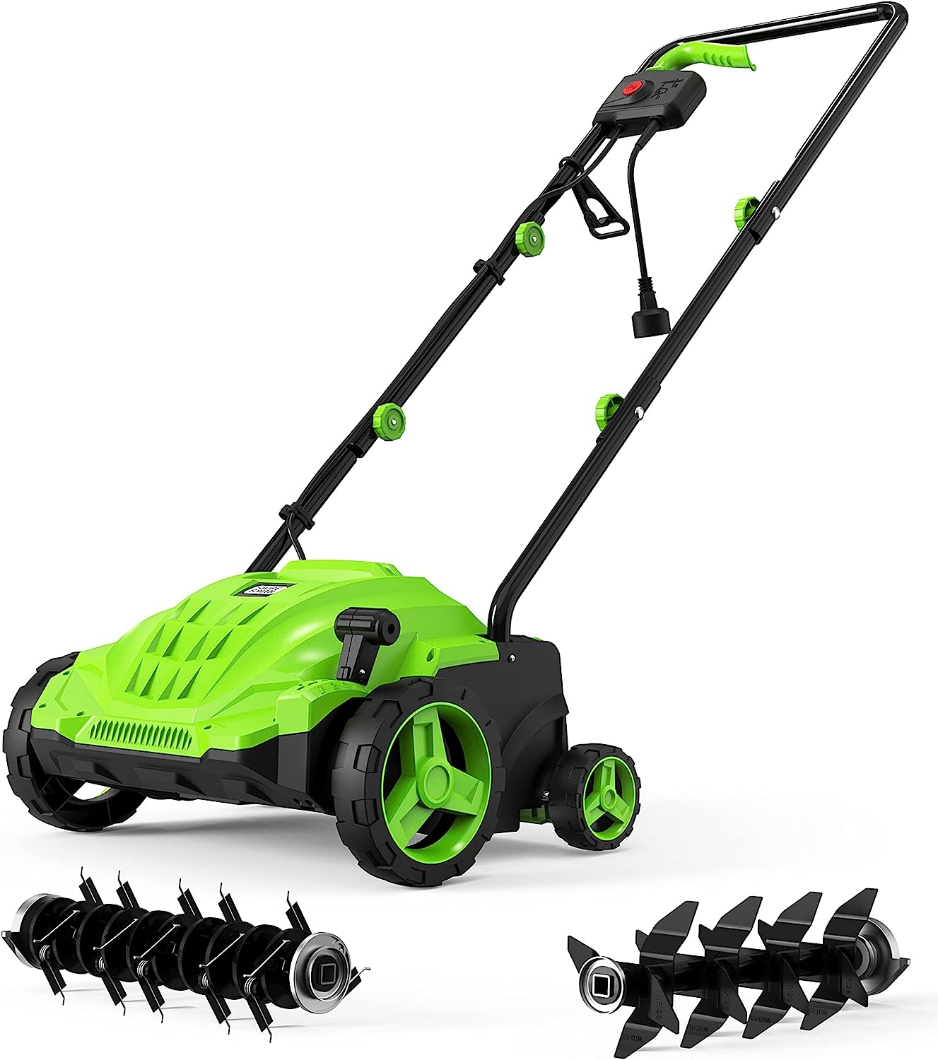 13-Inch 12 Amp Electric Dethatcher Scarifier with Foldable Handle, 2-in-1 Lawn Dethatcher