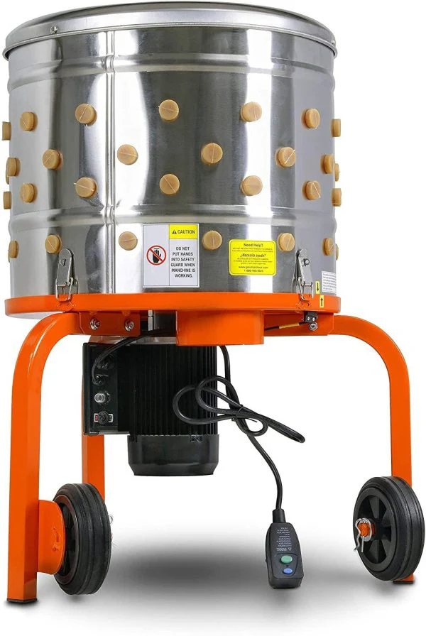 Electric Chicken Plucker, 1HP 280RPM, Stainless Steel, 92 Fingers, 20′′ Drum, Heavy Duty Poultry De-Feathering Machine