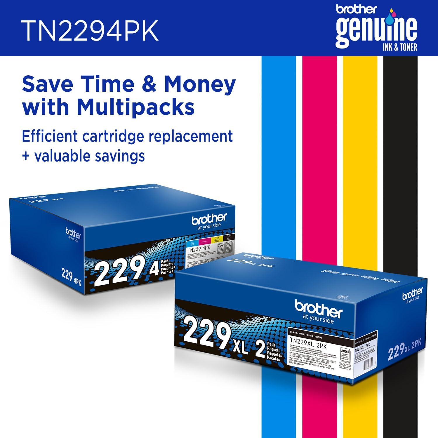Genuine Tn2294Pk 4-Pack Toner Cartridges Set