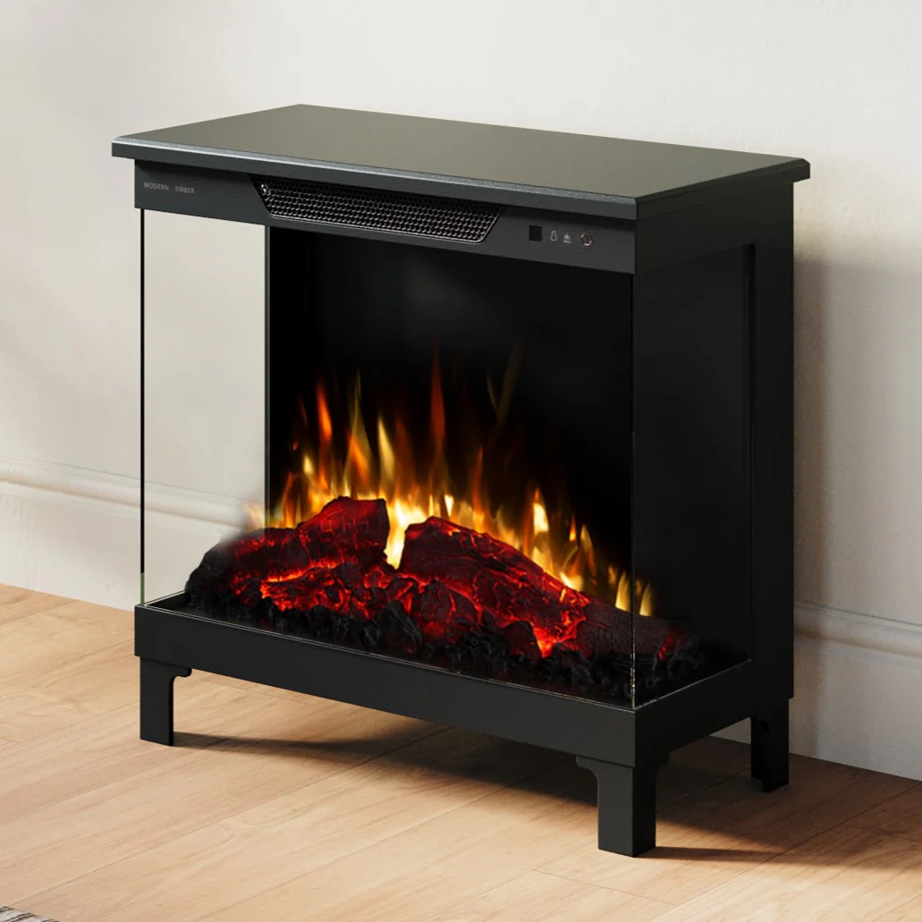 2026 Modern Ember Smart 3-Sided Black Electric Fireplace Stove Heater