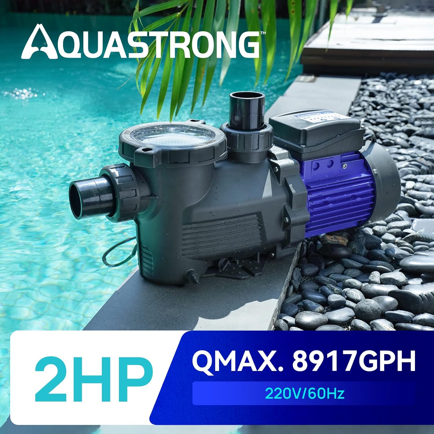 In/Above Ground Pool Pump, 2HP Single Speed, 8917 GPH