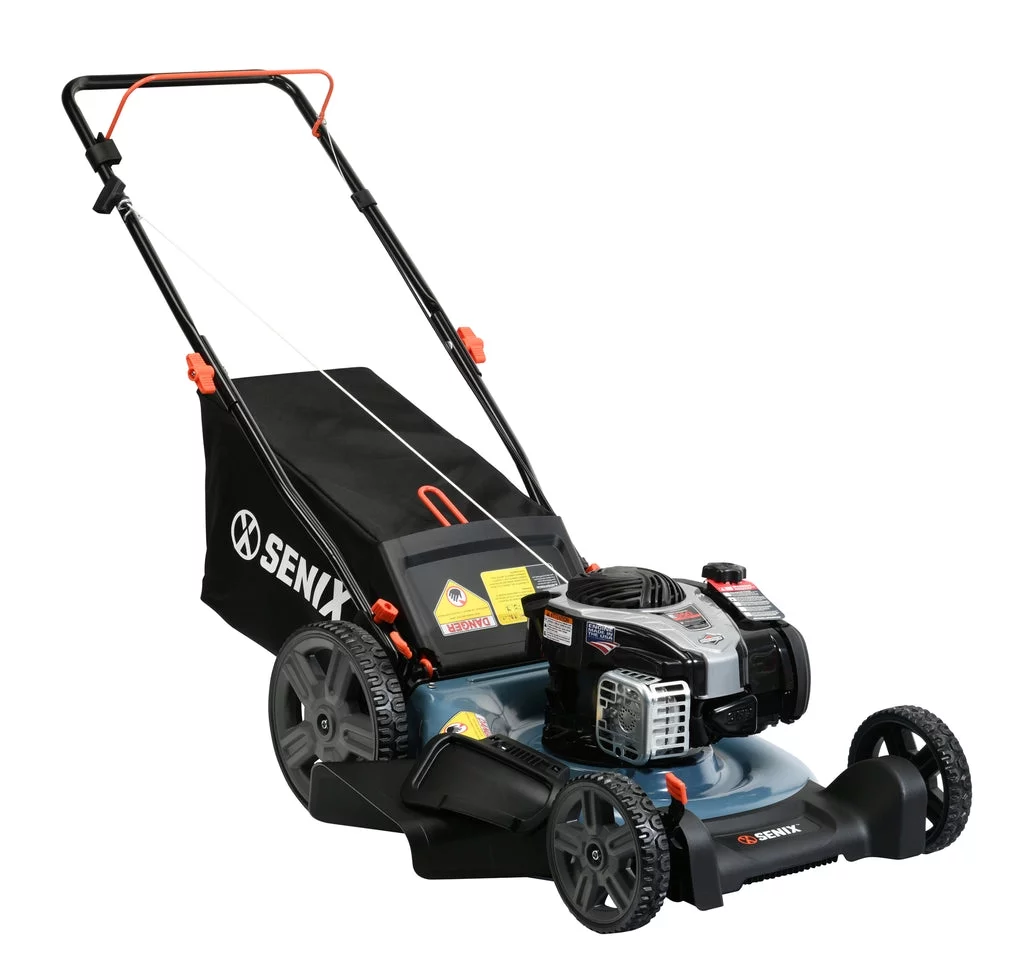 2026 SENIX 21-Inch Push Lawnmower, 140 cc 4-Cycle Briggs & Stratton Engine, 3-in-1 Mower, Prime & Pull, 6-Position Height Adjustment with 11-Inch Rear Wheels, LSPG-M7