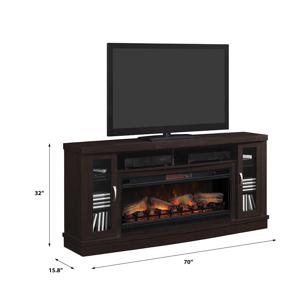 2026 Hutchinson 70-in Electric FireplaceTV Stand in Oak Espresso