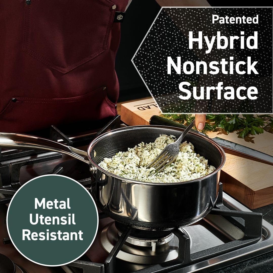 Hybrid Nonstick 6-Piece Pot Set with Tempered Glass Lids