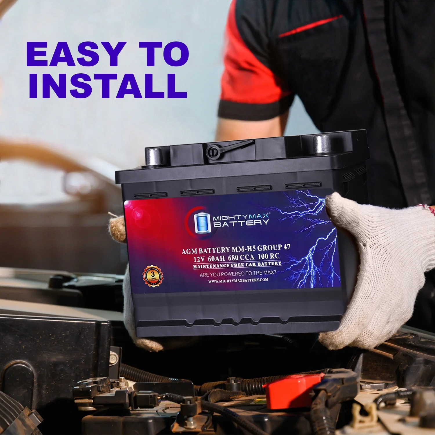 MM-H5 Group 47 12V 60AH 100RC 680CCA Replacement Battery Compatible with Automotive Battery