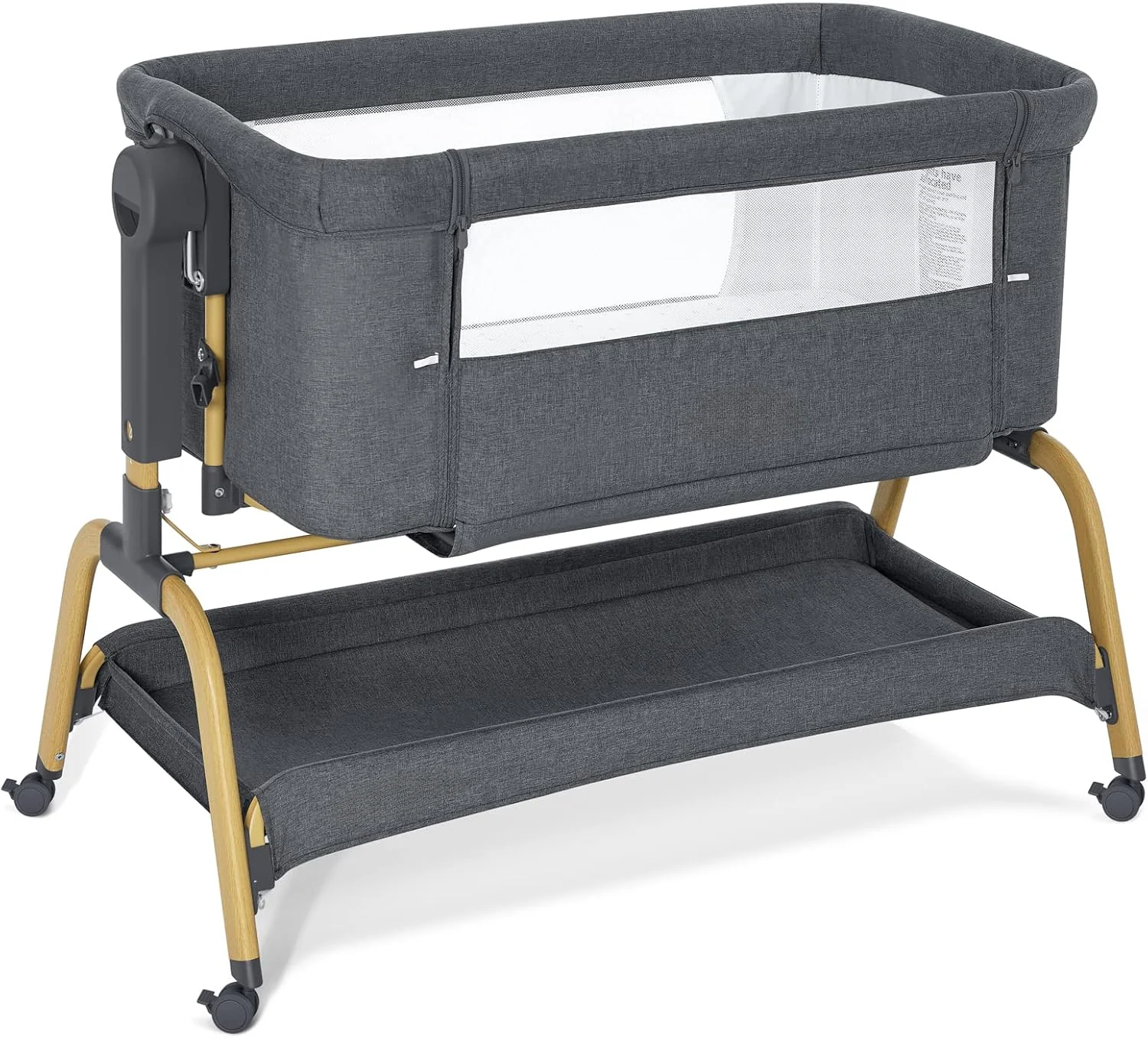 Rocking Bassinet Bedside Sleeper, Adjustable Height, Portable with Wheels, Includes Comfy Mattress, for Newborns