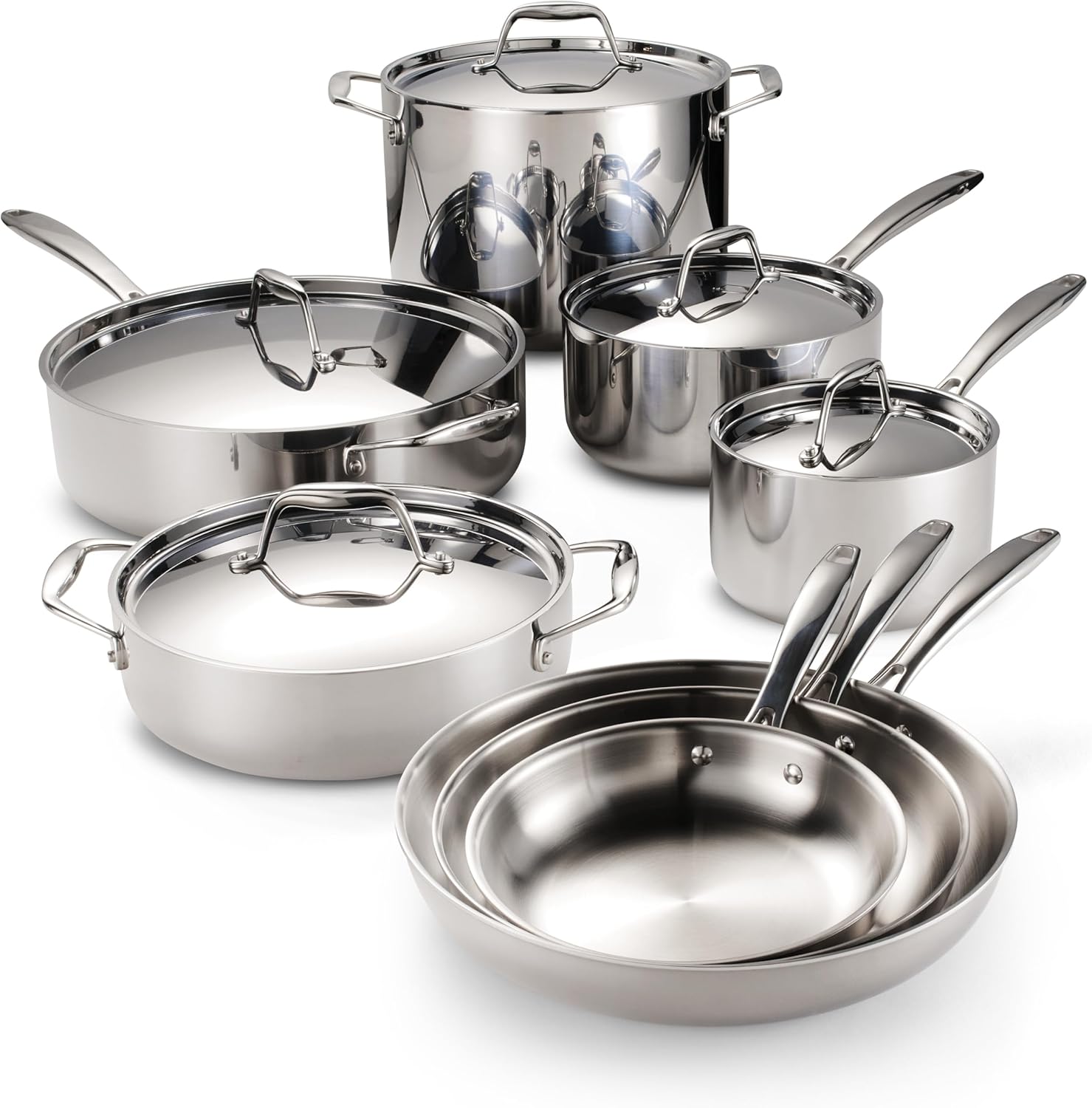 Tri-Ply Clad Stainless Steel 12-Piece Cookware Set