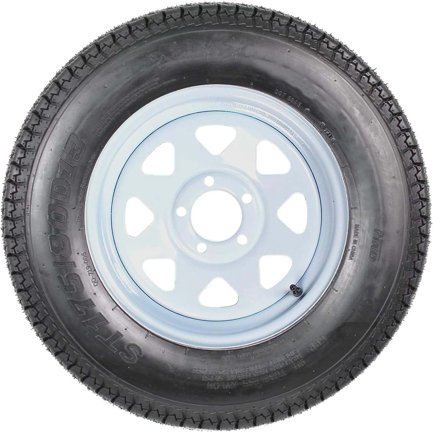2026 Set of 2 Trailer Tires Rims 175-80 5 Lug 6PR White Spoke Wheel Load Range C