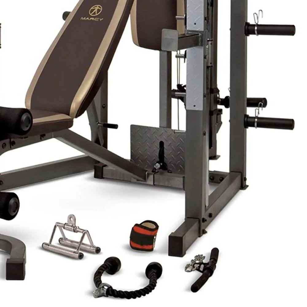 2026 Marcy Combo Heavy Duty Full Body Home Exercise Gym Equipment, Gray/Brown