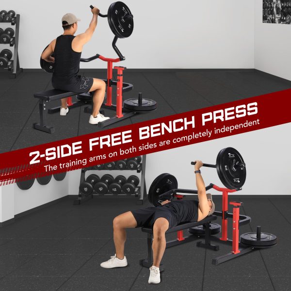 2026 Chest Press Machine, 1050LBS Capacity, Independent Converging Arms, Weight Bench Press with Adjustable Flat Bench for Upper Body Workouts, Red