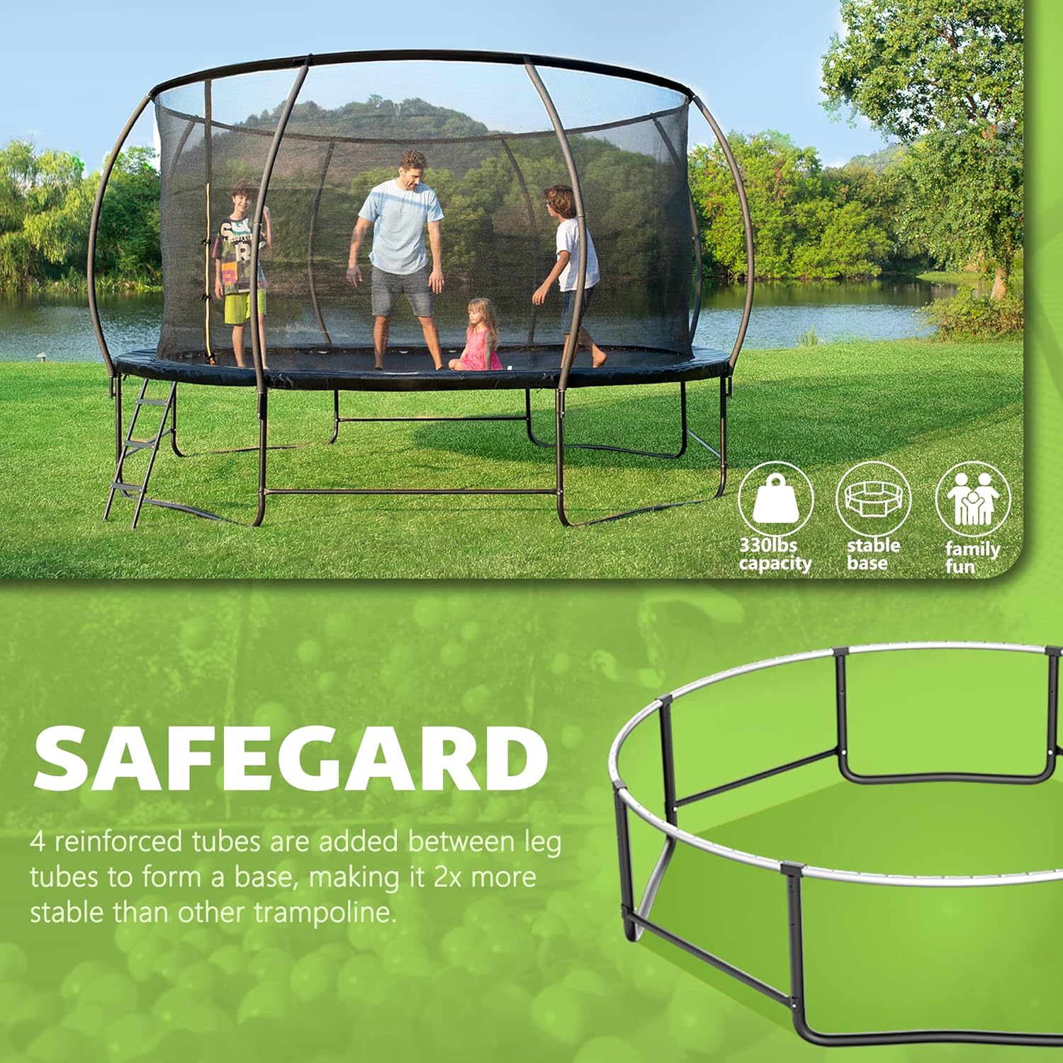 14Ft Trampoline with Safety Enclosure & Ladder