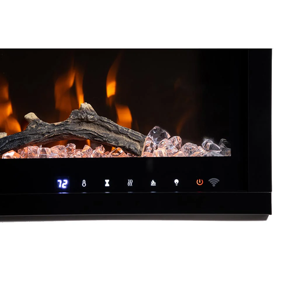 Modern Ember 50 in. Aerus LED Smart Electric Fireplace in Black with App Remote Control, Timer, and Multi-Color Flames