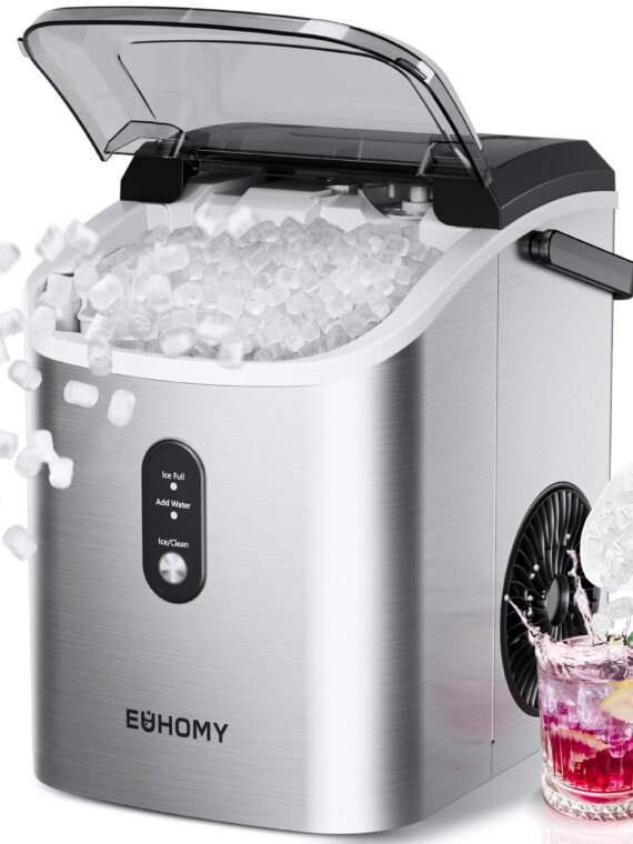 EUHOMY Nugget Ice Maker Countertop with Handle