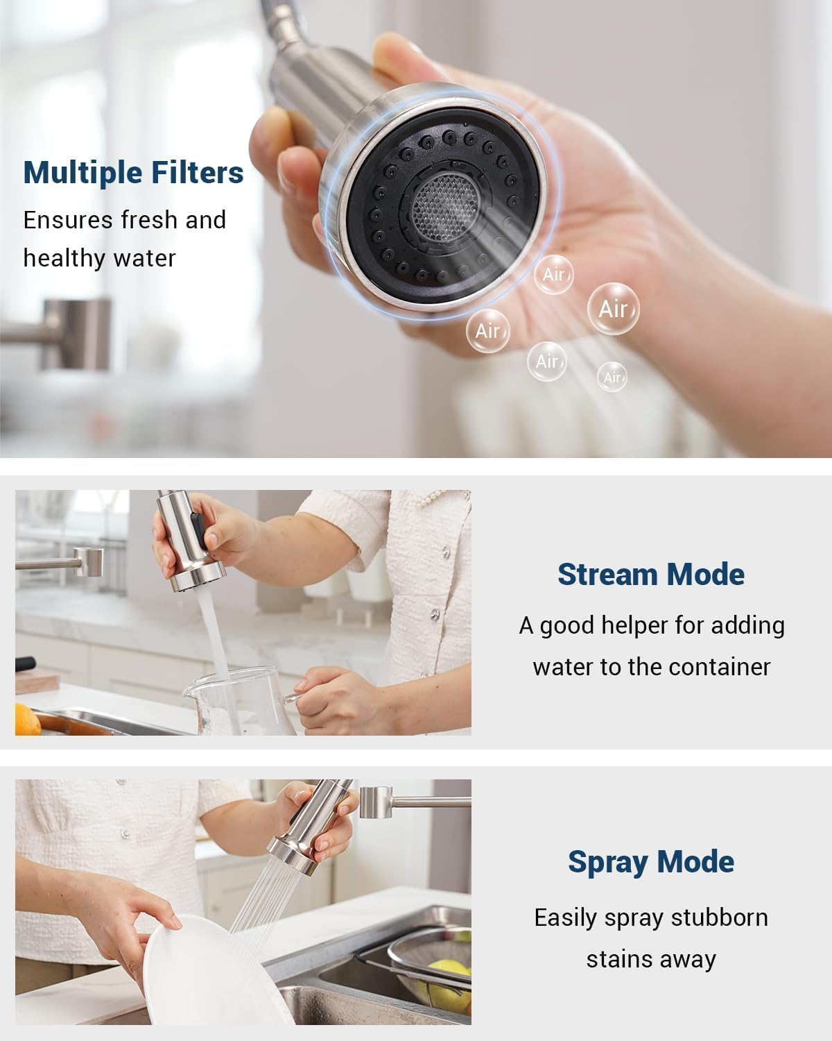 Black Touchless Kitchen Faucet with Soap Dispenser, Motion Sensor Activated Hands-Free Automatic Faucet for Sink with Pull Down Sprayer, Single Handle Smart Faucets for Kitchen Sink