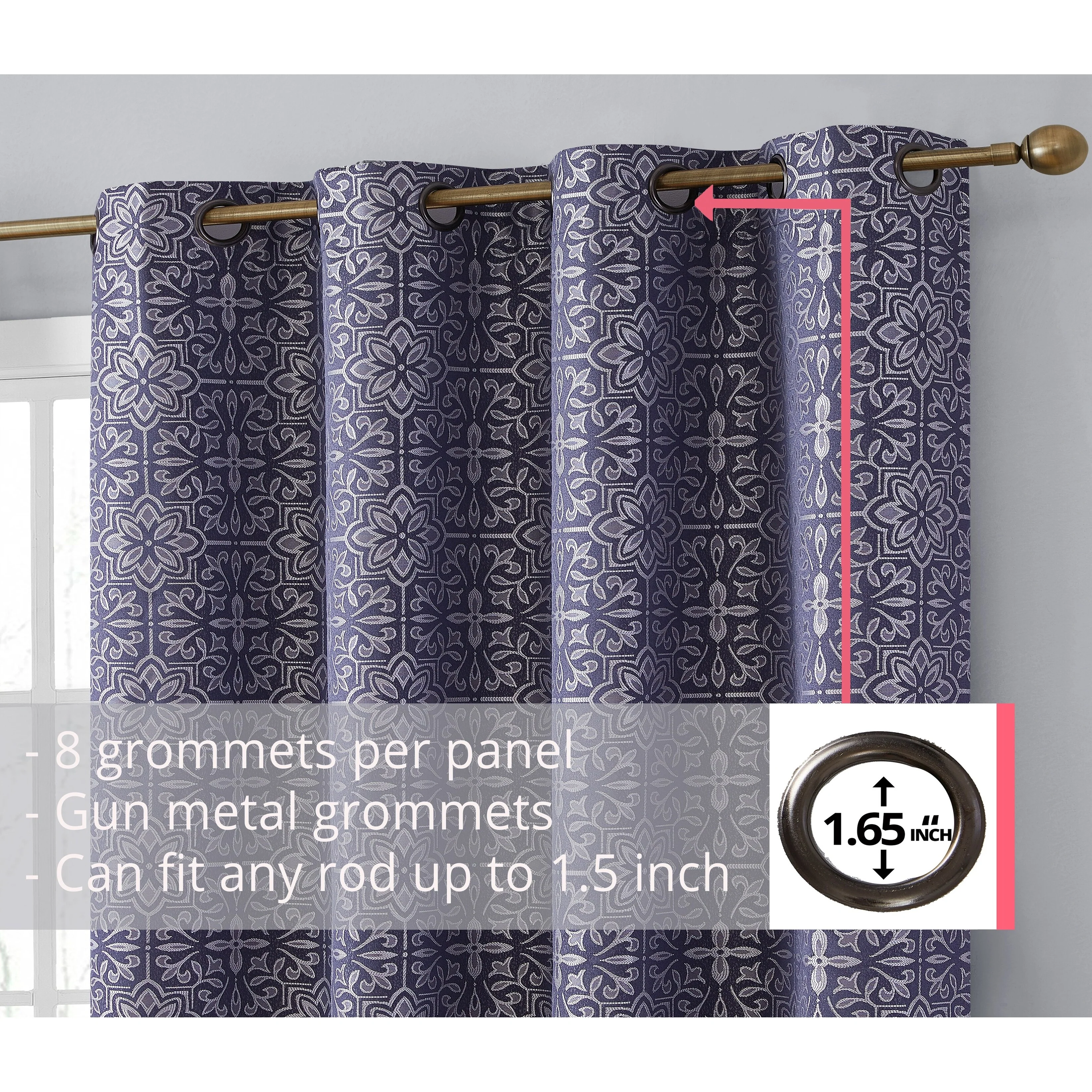 HLC.me Mia Tile 100% Complete Blackout Thermal Insulated Heat/Cold/UV Blocking Grommet Curtain Panels - Pair