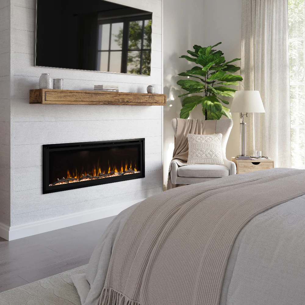 Modern Ember 50 in. Aerus LED Smart Electric Fireplace in Black with App Remote Control, Timer, and Multi-Color Flames