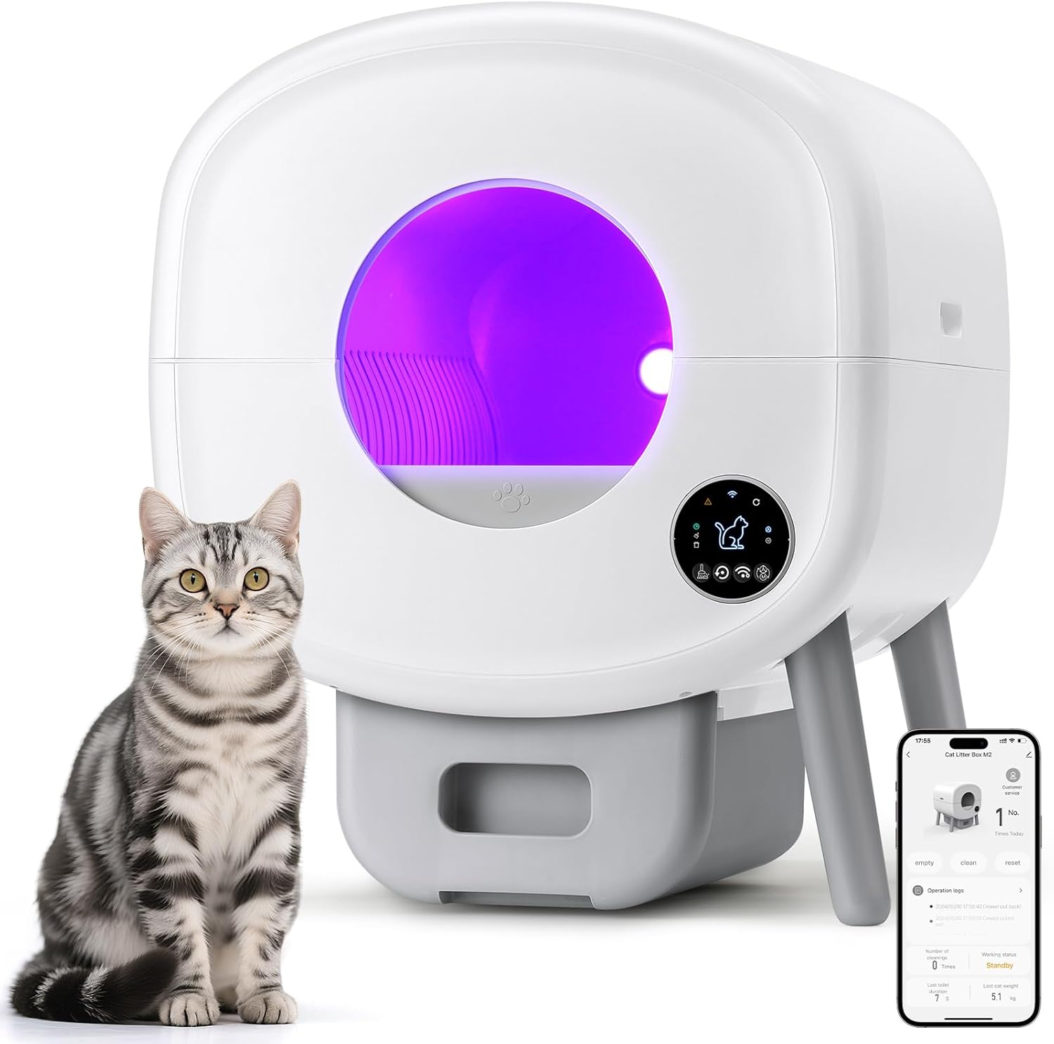 Automatic Cat Litter Box with App Control and Safety