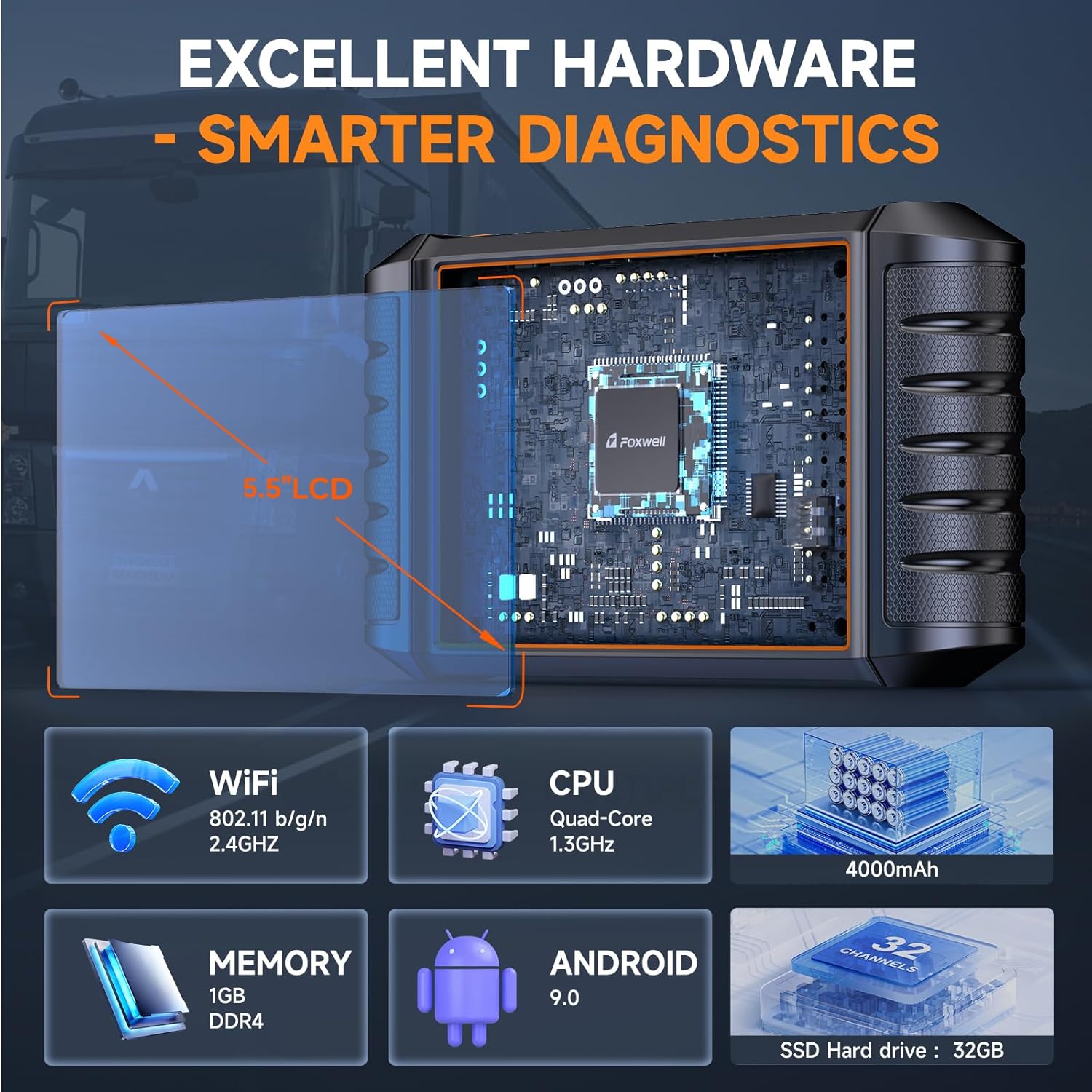 2026 HD500 Heavy Duty Truck Scanner with DPF Regen/Injector Cutoff/Limit Setting, Full System Diesel Diagnostic Scan Tool for Cummins, Detroit, Caterpillar, Paccar, Hino & More Pickup Semi Trucks