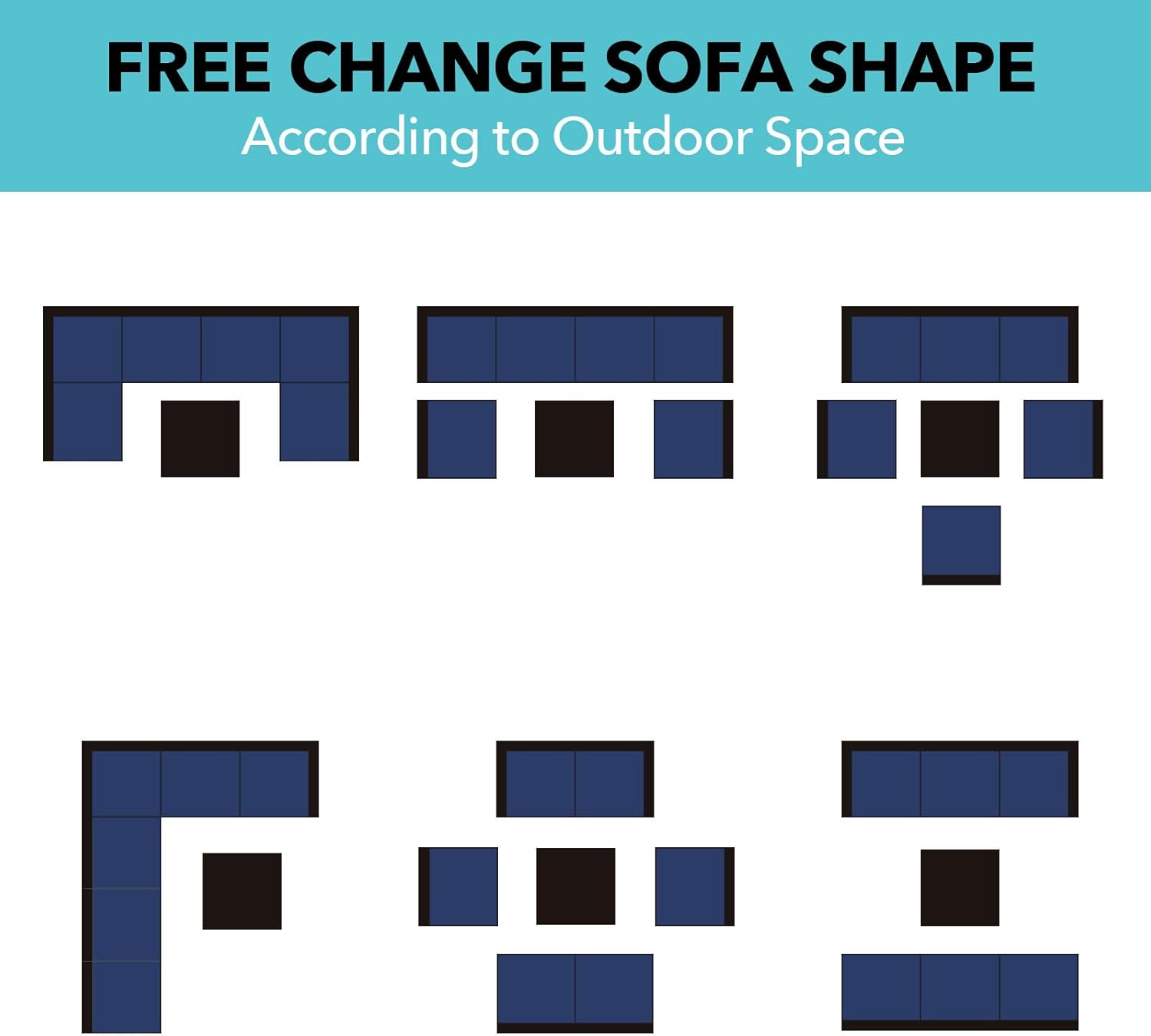 7 Pieces Rattan Patio Furniture Set with Tea Table