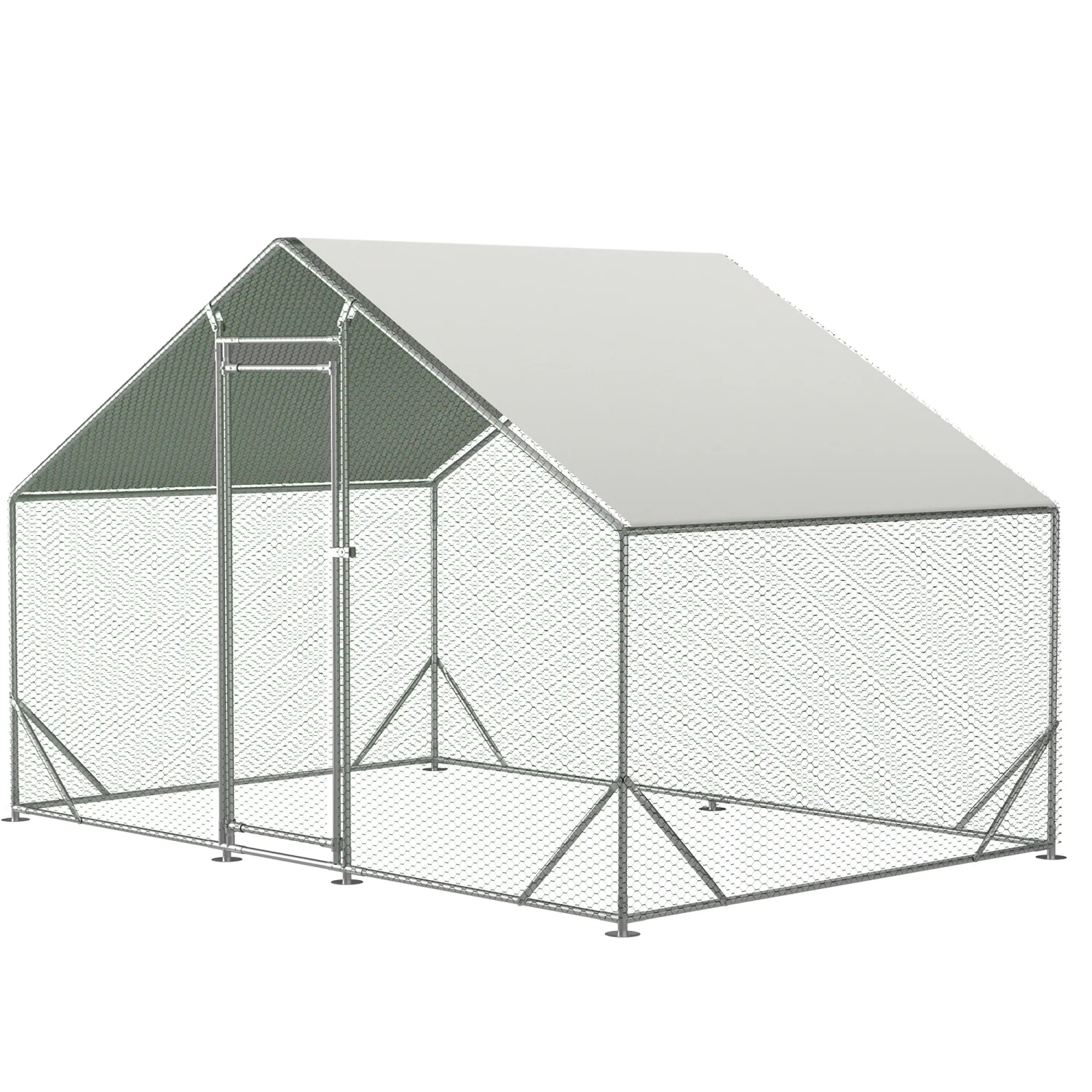 2026 Spacious Large Galvanized Metal Chicken Coop with Waterproof and Anti-Ultraviolet Cover Walk-in Chicken Run and Hen Pen Cage for Rabbits and Ducks Outdoor Wire Poultry Cages (10‘ L x 6.