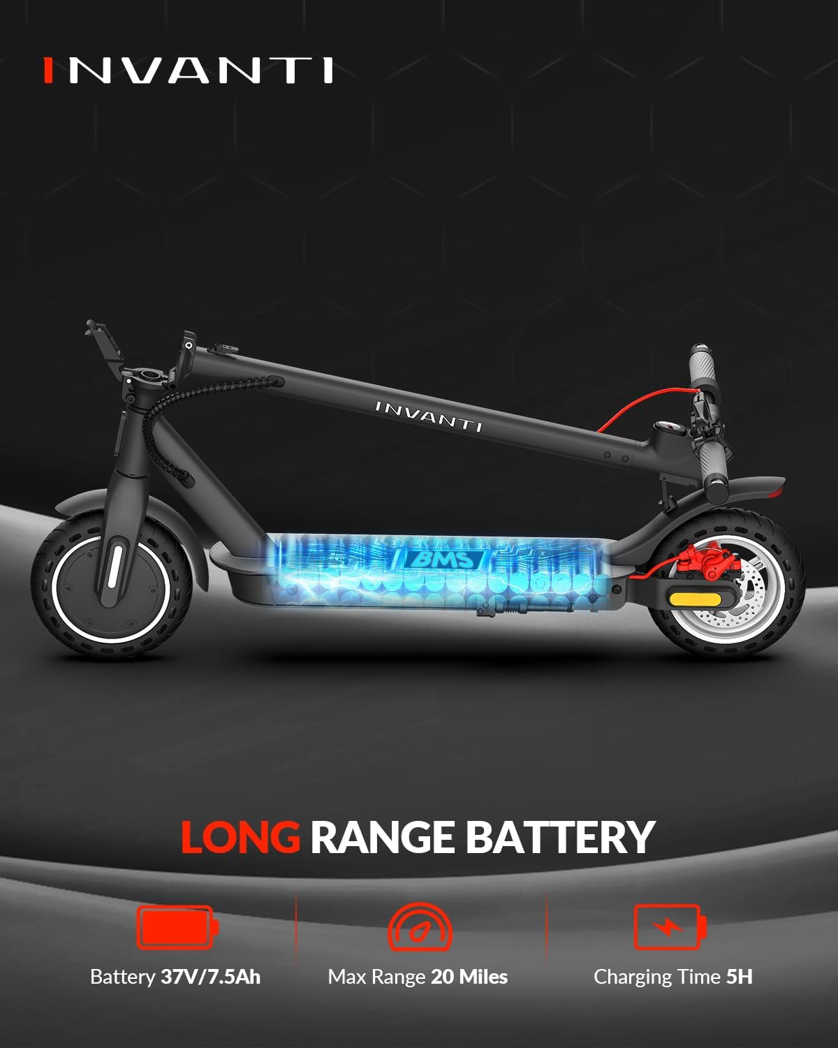 E30 Electric Scooter – 19.9 Mi Range, 18 MPH, Foldable