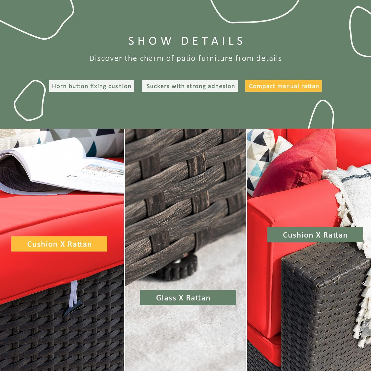 5 Pieces All-Weather Patio Furniture Set with Cushions