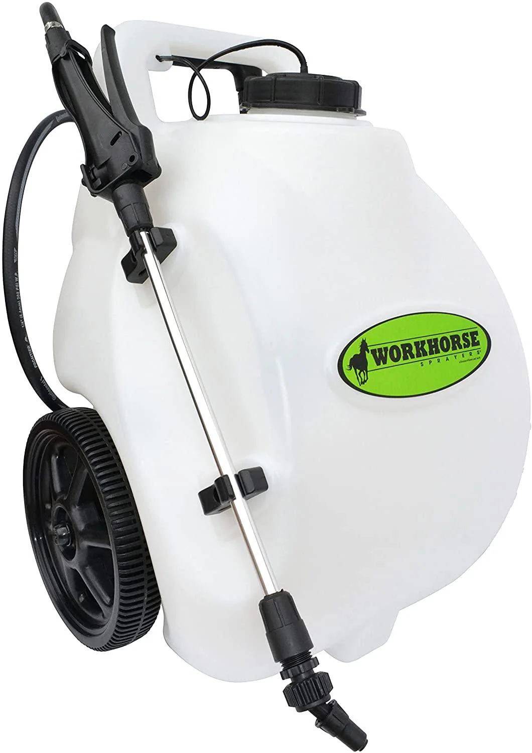 Workhorse Sprayers LG05SS Rechargeable 5-Gallon Portable Garden Sprayer with Wheels, Adjustable Nozzle, White