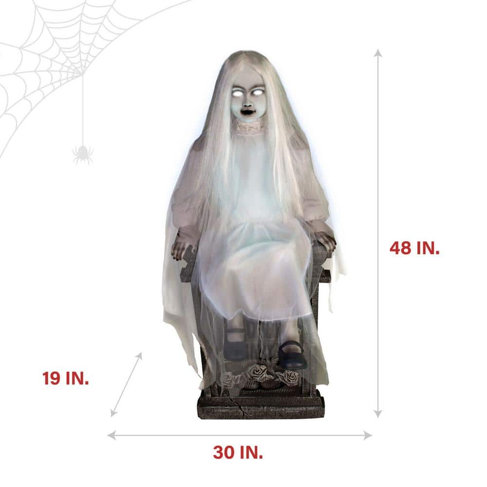48 in. Premium Talking Halloween Animatronic Darcy The Sitting Tombstone Girl by Tekky