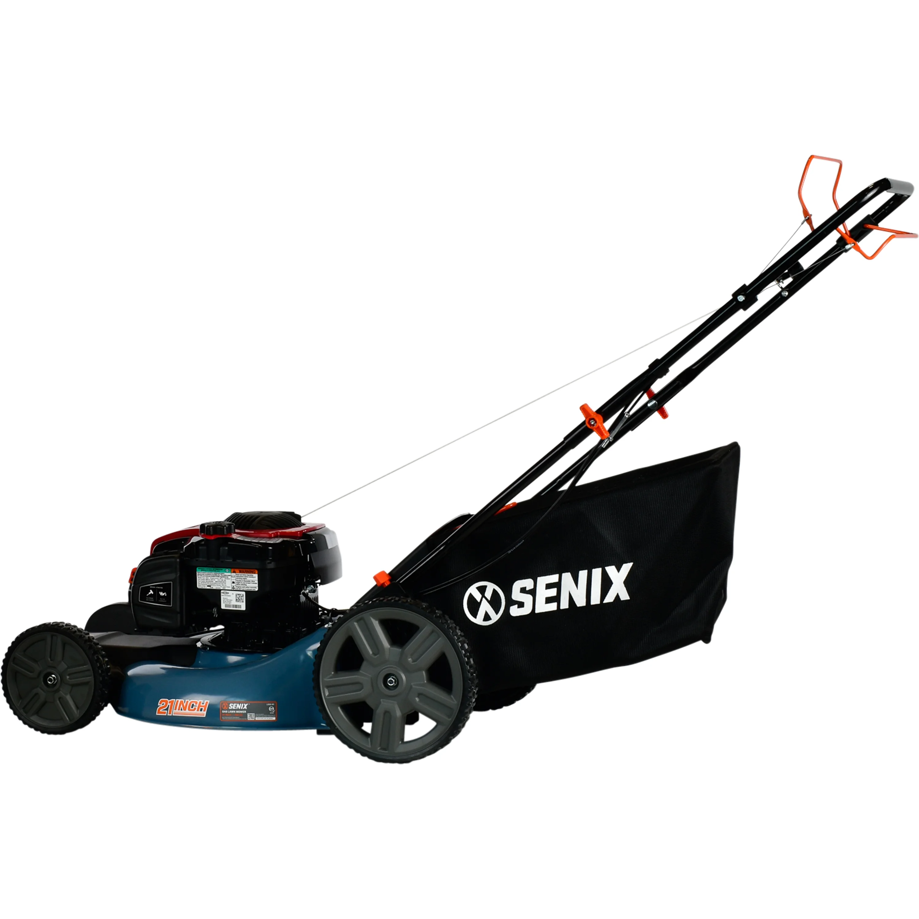 2026 SENIX Self-Propelled Gas Lawn Mower, 21-Inch, 150 cc 4-Cycle Briggs & Stratton Engine, 3-In-1 Single Speed Lawnmower, 6-Position Height Adjustment with 11-Inch Rear Wheels, LSSG-M1, Blue