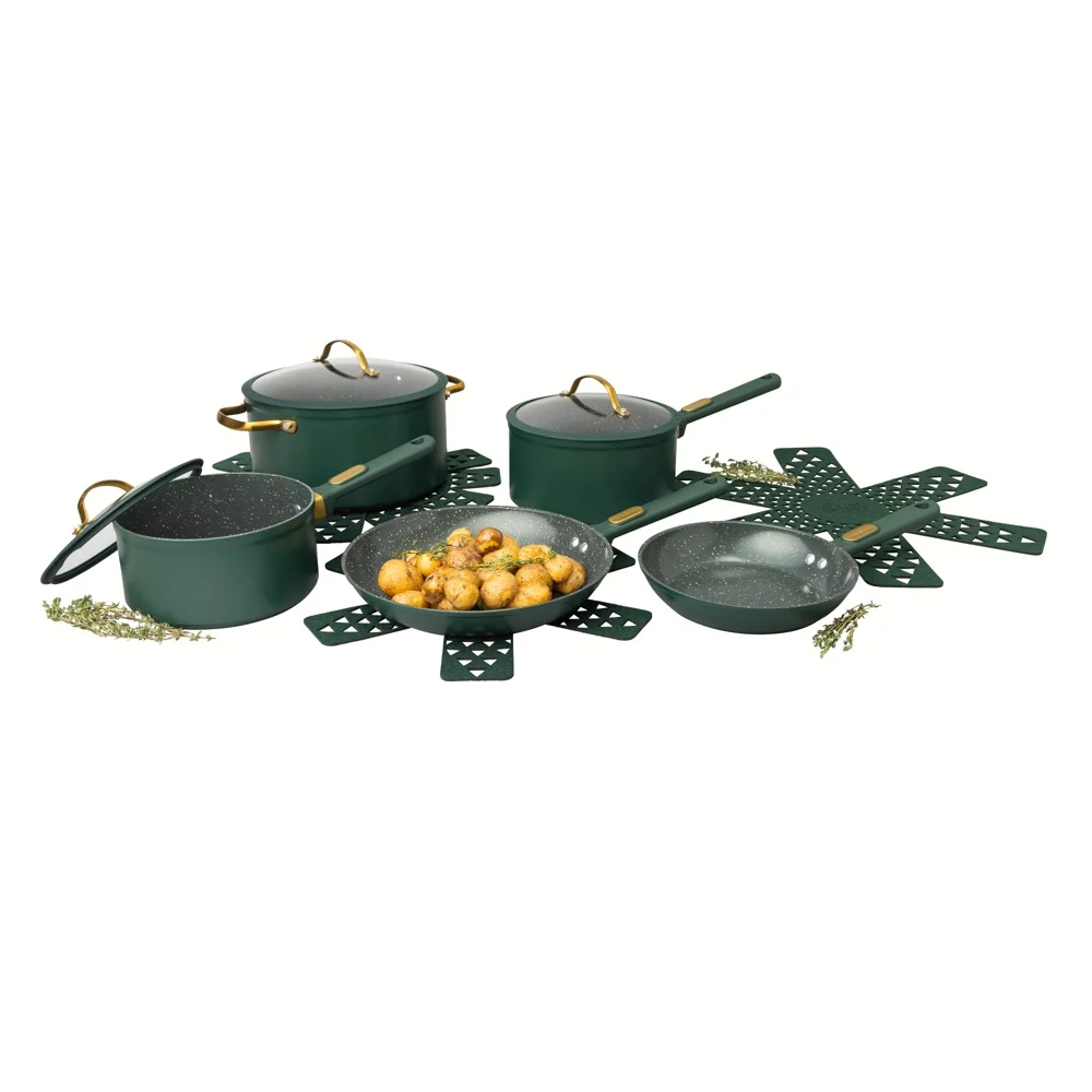2026 Thyme & Table Non-Stick 12-Piece Granite Cookware Set, Hunter Green
